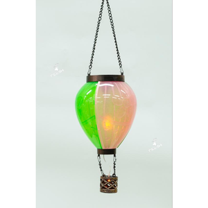 Lanterna a Mongolfiera Solare Colorata, Luce Solare Sospesa in Metallo e Vetro per Giardino, Cortile, Decorazione Esterna - Product Image 2