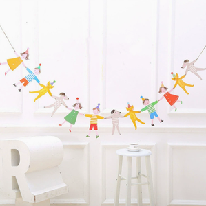 DAMAI Wholesale Happy Children Birthday Party Cartoon Bunting Garland Holding Hands Portable Disposable Paper <b>Banner</b> - Product Image 1