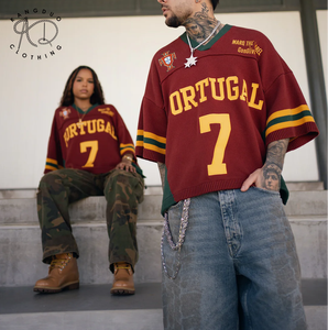 KD Fabricant de tricots personnalisé OEM ODM Design Logo Pull de football à manches courtes Maillot en tricot brodé jacquard avec lettre - Product Image 2