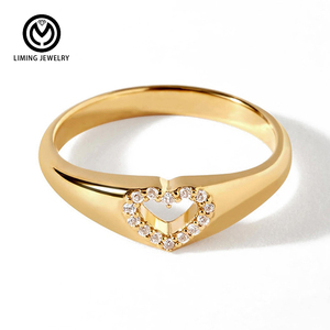 Bagues de mariage élégantes AR076 en argent sterling 925, micro-pavé de zircon, cœur creux, bague de promesse pour femme, bijoux fins, cadeaux quotidiens - Product Image 1