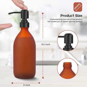 Aprobinetterie domestique de <span class=keywords><strong>savon</strong></span> liquide rechargeable de 16 oz, distributeur de Lotion pour les mains, bouteilles en verre, ambre, pièces - Product Image 3