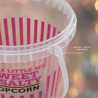 Grand récipient transparent à paroi simple en PP pour pop-corn, 2,2 L, seau à collation de qualité alimentaire pour stand de concession de cinéma
