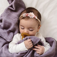 Chanson mai nouveau-né Nylon bandeau de cheveux bébé fille Floral Turban bandeaux Rose pivoine marguerite fleur bandeaux