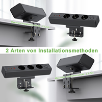 Multiprise de bureau à fixation murale 65W PD à charge rapide avec 3 prises CA EU et 3 ports USB, prise de bureau dissimulée pour ordinateur portable