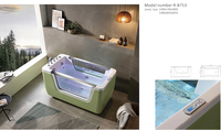 Baignoire Spa Bébé Rectangulaire Moderne en Acrylique, Autoportante, Portable, pour Intérieur, avec Massage Hydromassant et Contrôle Thermostatique, Transparente, pour 1 Personne