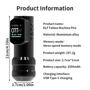 Machine à tatouer sans fil 1500 mAh avec écran de contrôle intelligent, stylo rotatif pour aiguilles à cartouche, idéal pour le body art - Product Image 6