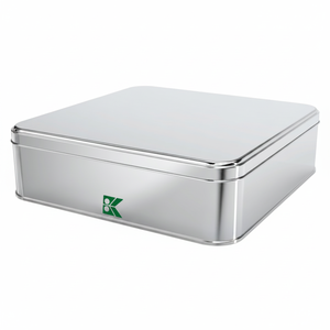 Square Tin Can 4 lt Cosmetic <b>Metal</b> Storage <b>Box</b> 232 x 232 mm x H71 mm 4 lt - Product Image 2