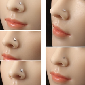 Clous de nez en acier chirurgical 316L en forme de <span class=keywords><strong>L</strong></span>, bijoux de <span class=keywords><strong>piercing</strong></span> multi-styles géométriques (cœur, étoile, infini, rectangle) - Product Image 6