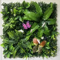 Plantes murales artificielles résistantes aux UV 50x50 cm, type arbre, pour intérieur/extérieur, toile de fond décorative en herbe, fausse plante de type floral pour usage extérieur