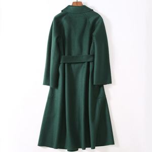 Abrigo de Lana de Cachemira Genuina Hecho a Mano para Mujer, Abrigo Largo de Invierno, Cuello Camisero, Cierre Cruzado, Forro de Poliéster, Cinturón - Product Image 2