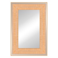 Miroir mural rectangulaire décoratif de luxe avec cadre en aluminium doré plume sarcelle orange en verre de qualité suspendu pour la décoration intérieure