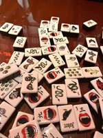 Juego de Mahjong Americano Portátil Moderno con Fichas Acrílicas Negras con Temática de Halloween, Juego de Mesa de Casino para Entretenimiento de Adultos