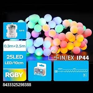Ghirlanda di luci LED RGBY con lampadine a forma di latte, 2,5 m, alimentata a 3 batterie AA, ideale per decorare feste e ambienti accoglienti. - Product Image 1
