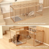 Clôture transparente en bois massif pour animaux de compagnie avec combinaison libre pour l'isolement des petits chiens, chats et lapins