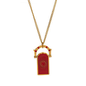 Collar de Acero Inoxidable Chapado en Oro de 18K con Colgante Bohemio Moderno y Coloridos Corazones, Cartas del <span class=keywords><strong>Tarot</strong></span>, para Mujer - Product Image 5