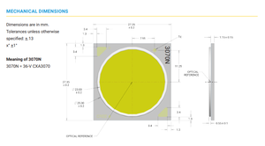 CREEs XLamps CXA3070 LED CXA3070-0000-000NT0AD40F 4000K 9250lm 38.5V 72W ชุดไฟ LED COB กำลังสูง - Product Image 6