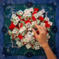 Mahjong Amerika 4 Lapis Berukir, 160 Ubin Warna Magenta Hijau Boutique, Alas Kipas Teal untuk Permainan Klub Sosial Kelas Atas