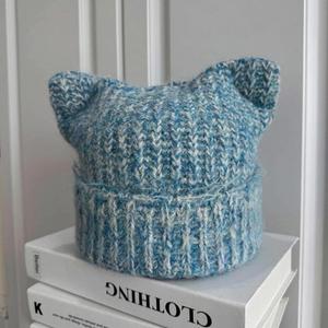 2025 New Arrival High Quality Winter Thickened Warm Cute Cat Ear Unisex Knitted Breathable Waterproof Travel Beanie <b>Hat</b> - Product Image 6