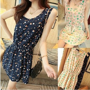 Sleeveless Floral A-line <b>Dress</b> <b>Elastic</b> Waist Scoop Neck Chiffon Casual Daily Wear - Product Image 2