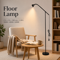 Lámpara de pie con brazo flexible y cuello de cisne, 3.5W, 3 CCT, interruptor para dormitorio, sala de estar, foco lateral para sofá