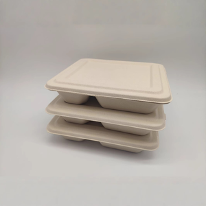 กล่องอาหารชานอ้อยแบบใช้แล้วทิ้ง กันน้ำ กันน้ำมัน ย่อยสลายได้ หรูหรา มีฝาปิด 5 ช่อง ความจุ 110 ออนซ์ - Product Image 2