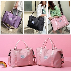 Bolso de gimnasio de poliéster personalizado para mujer, bolsa de expansión escalable, 6 colores, 2 tamaños, impermeable, Rosa - Product Image 3