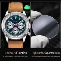 Montre chronographe à quartz pour homme, bracelet en cuir de luxe, étanche, calendrier, lumière nocturne, montre de sport pour homme
