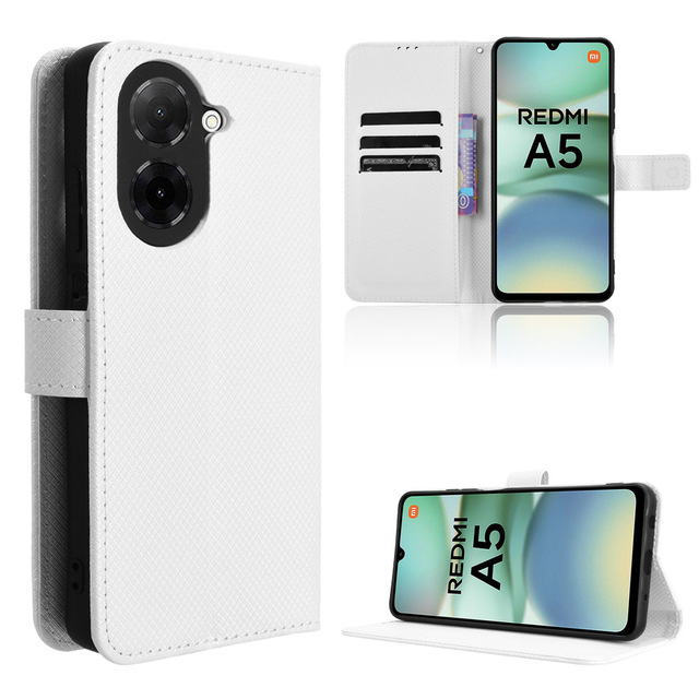 Luxury Diamond Pattern PU Leather Flip Case Cover with Hand Strap Card Holder Wallet Phone Case for Xiaomi Poco C71/Redmi A5 4G