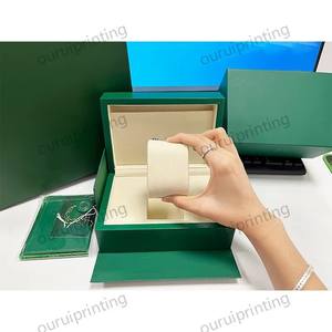 Custom Luxury Square role Green PU Leather Watch Storage <b>Box</b> 1 Slot <b>Empty</b> Packaging with OEM Logo for Men - Product Image 4