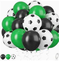 Lot de 30 ballons biodégradables en caoutchouc imprimés football noir, vert et blanc de 12 pouces pour anniversaires de garçons et événements sportifs
