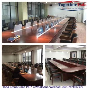 โต๊ะประชุมสำนักงานโรงงานสั่งทำพิเศษขนาดใหญ่ โต๊ะประชุมไม้สมัยใหม่ โต๊ะไม้เนื้อแข็ง โต๊ะไม้สำหรับ 20 คน - Product Image 4