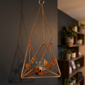 Proveedor Directo de la India, Lámpara Colgante Geométrica con Diseño de Tulipán, de Metal con Acabado en Cobre, para Decoración del Hogar, Oficina o Jardín - Product Image 3