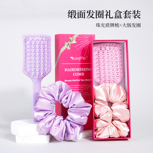 Set de regalo de peine y coletero Wanmei con imitación de seda para el cuidado y peinado diario del cabello - Product Image 2