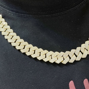 Custom 925 Sterling <b>Silver</b> Cuban <b>Chokers</b> Necklace with Moissanite Claw Setting Unisex HipHop Style Rhodium Plated Fashion Chain - Product Image 5