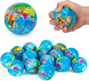 Globe Squeeze foam Balls 3 Inch Earth Stress Relief foam Balls Educational Stress Balls for Finger Exercise School