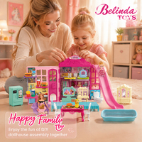 Maison de poupée Belinda, meubles miniatures, kits d'accessoires pour maison de poupée pour enfants avec sonnette, maison de jeu avec accessoires pour poupée de 3 pouces