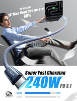 Câble LISEN à bas prix 240W C vers C, câble de charge de 6,6 pieds, câble de charge rapide C vers C