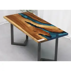 Popular 5 foot long epoxy resin desktop walnut wood resin office desks