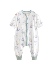 Saco de dormir de verano para niños, fino, de algodón puro, con piernas separadas, suave y transpirable, de una pieza. - Product Image 3