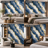 Revêtement mural auto-adhésif en marbre bleu, blanc et or, 1,2x3m, 2,3mm IXPE, pour projets de rénovation d'appartements