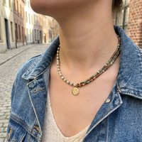 Collier tendance en gros plaqué or avec pendentif œil bleu en acier inoxydable pour femme