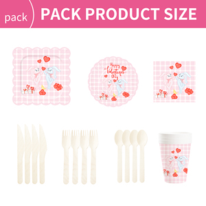 Juego de Vajilla DAMAI para el Día de San Valentín, Platos de Papel para el Día de San Valentín, Platos y Servilletas para Fiestas Románticas para 8 Personas - Product Image 6