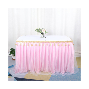 Falda de mesa de tul con gradas románticas, tamaño personalizado, mantel de estilo romántico con volantes, bodas, fiestas, banquetes, hoteles fáciles reutilizables - Product Image 5
