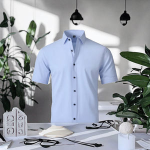 Chemise habillée professionnelle en twill respirant à col rabattu et simple boutonnage haut de gamme pour homme, manches courtes, collection été 2025 - Product Image 3