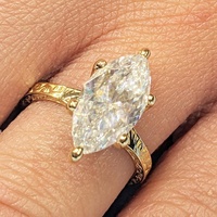 Anillo de Compromiso de Diamante Cultivado en Laboratorio CVD/HPHT con Certificado IGI, Corte Marquesa de 0.5-3CT, Estilo Vintage con Filigrana, Oro Sólido de 18K Personalizado