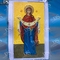 Mosaïque murale d'art religieux personnalisée, découpée à la main, représentant Jésus, la Vierge Marie, l'église, en verre, pierre, céramique, marbre et carrelage pour sol