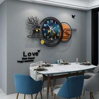 Horloge murale moderne nordique en acrylique à piles, luminaire décoratif de luxe créatif pour salon, chambre à coucher, ambiance chaleureuse