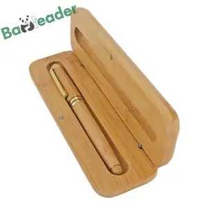 Özel doğal ahşap kalem kutusu bambu iş hediye tek kalem kutusu ile oyulmuş Logo