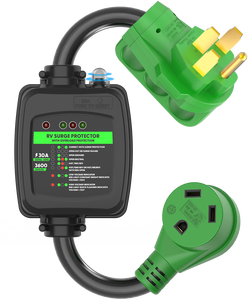 Protecteur de surtension 50 <span class=keywords><strong>ampères</strong></span> à <span class=keywords><strong>30</strong></span> <span class=keywords><strong>ampères</strong></span> cordon <span class=keywords><strong>adaptateur</strong></span> RV avec protection contre les surcharges, <span class=keywords><strong>adaptateur</strong></span> d'alimentation électrique NEMA 14-50P à NEMA TT-30R - Product Image 1