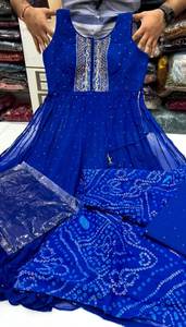 Venta caliente Eid Ramzan Special Salwar Kameez Ropa DE BODA pakistaní Faux Georgette Fancy Kurti-Palazzo a precio al por mayor - Product Image 6